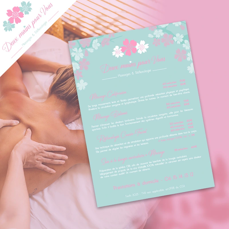 La plaquette tarifaire: Deux Mains Pour Vous'