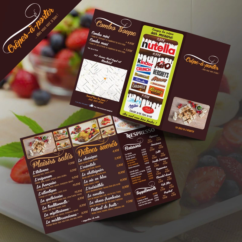 Le menu: Crêpes à Porter