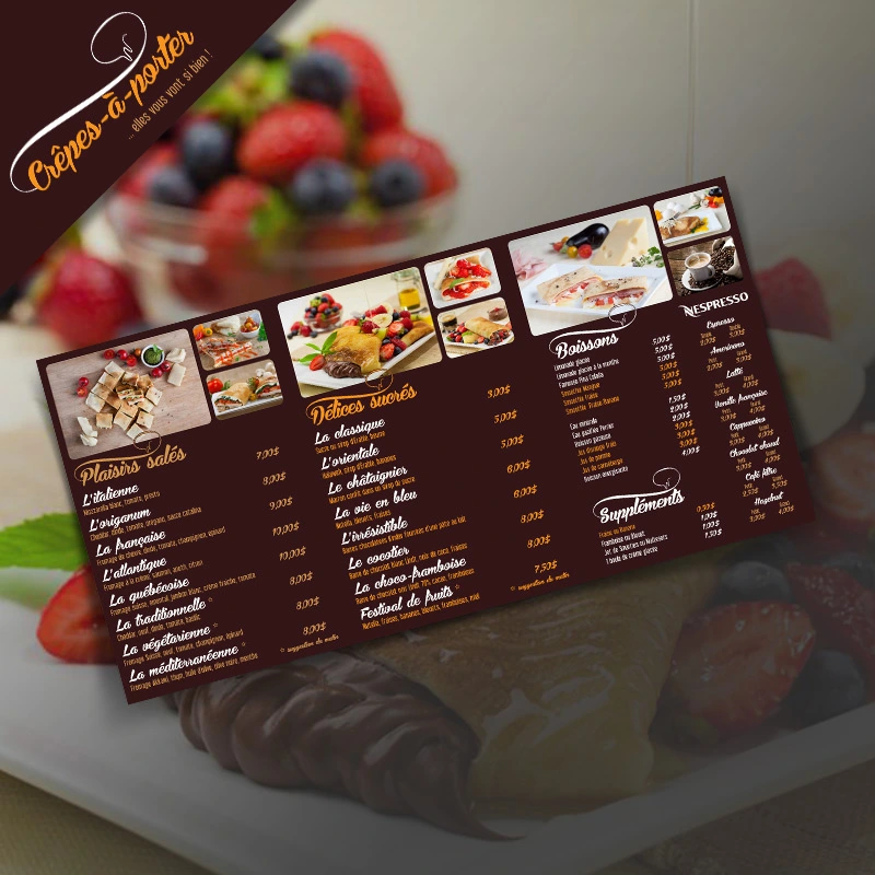 Le menu board: Crêpes à Porter